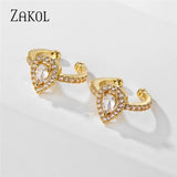 Water Drop CZ Ear Bone Clip Earrings for Women
