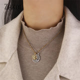 Sun Moon Couple Necklace Heart Pendant Chain Choker