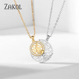 Sun Moon Couple Necklace Heart Pendant Chain Choker