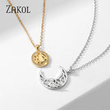 Sun Moon Couple Necklace Heart Pendant Chain Choker
