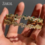 Geometric CZ Cuff Bangle Bracelet for Women
