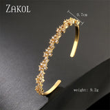 Geometric CZ Cuff Bangle Bracelet for Women
