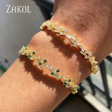 Geometric CZ Cuff Bangle Bracelet for Women