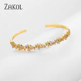 Geometric CZ Cuff Bangle Bracelet for Women