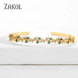 Geometric CZ Cuff Bangle Bracelet for Women