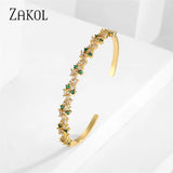Geometric CZ Cuff Bangle Bracelet for Women