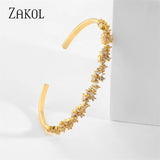 Geometric CZ Cuff Bangle Bracelet for Women