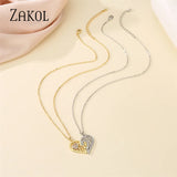 Heart Couple Necklaces Zirconia Pendant Chain