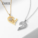 Heart Couple Necklaces Zirconia Pendant Chain