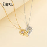 Heart Couple Necklaces Zirconia Pendant Chain