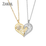 Heart Couple Necklaces Zirconia Pendant Chain
