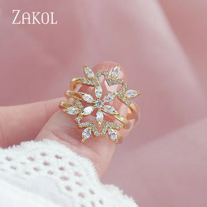 3 Pcs Snowflake Ring Sets for Women Girls Anniversary Jewelry