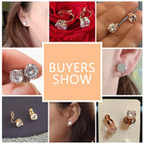 7mm CZ Round Piercing Clip Earrings for Women Wedding Party Gift