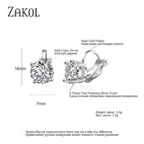 7mm CZ Round Piercing Clip Earrings for Women Wedding Party Gift