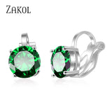 7mm CZ Round Piercing Clip Earrings for Women Wedding Party Gift