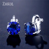 7mm CZ Round Piercing Clip Earrings for Women Wedding Party Gift