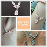Water Drop Zirconia Crystal Pendant Necklace Bridal Jewelry FSNP2110