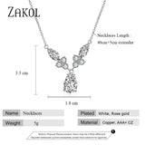 Water Drop Zirconia Crystal Pendant Necklace Bridal Jewelry FSNP2110