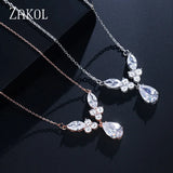 Water Drop Zirconia Crystal Pendant Necklace Bridal Jewelry FSNP2110