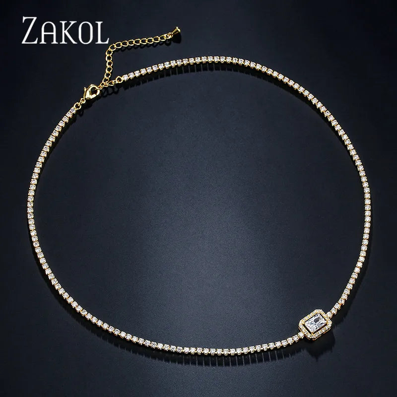 CZ Choker Necklace for Women Girl Party Anniversary Dress
