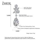 Teardrop CZ Dangle Drop Earrings with Rose EP2196