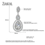Water Drop CZ Zirconia Dangle Earrings For Brides Crystal Bridal Wedding Jewelry