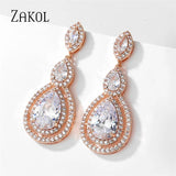 Water Drop CZ Zirconia Dangle Earrings For Brides Crystal Bridal Wedding Jewelry