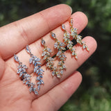 Charm Leaves Earrings Zirconia Dangle Crystal Wedding Jewelry