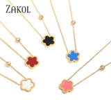 Colorful Five Leaf Flower Pendant Necklace Choker for Women Girls
