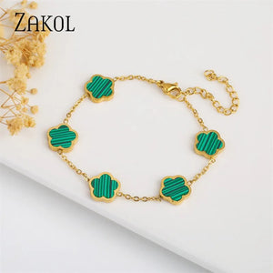 Colorful Leaf Flower Charm Bracelet for Women