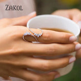 Zirconia Leaf Adjustable Ring for Women