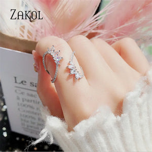 Zirconia Leaf Adjustable Ring for Women