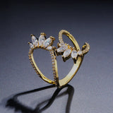 Zirconia Leaf Adjustable Ring for Women