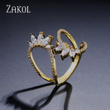Zirconia Leaf Adjustable Ring for Women