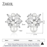 Colorful Cubic Zirconia Stud Earrings for Women Party Jewelry