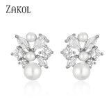 Colorful Cubic Zirconia Stud Earrings for Women Party Jewelry