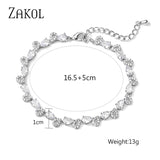 Water Drop CZ Chain Bracelet Leaf Bridal Party Jewelry