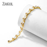 Water Drop CZ Chain Bracelet Leaf Bridal Party Jewelry