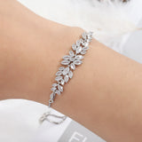 CZ Leaf Wedding Bracelet Adjustable BP2096