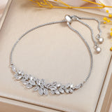 CZ Leaf Wedding Bracelet Adjustable BP2096