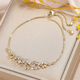 CZ Leaf Wedding Bracelet Adjustable BP2096