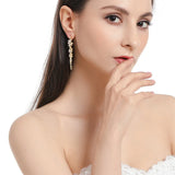 CZ Leaf Dangle Drop Earrings for Women Bridal Wedding EP2232