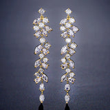 CZ Leaf Dangle Drop Earrings for Women Bridal Wedding EP2232