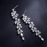 CZ Leaf Dangle Drop Earrings for Women Bridal Wedding EP2232