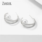 CZ & Pearl Stud Earrings for Women EP2838