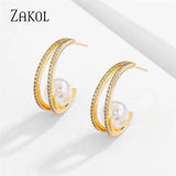 CZ & Pearl Stud Earrings for Women EP2838