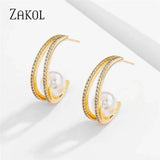 CZ & Pearl Stud Earrings for Women EP2838
