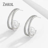 CZ & Pearl Stud Earrings for Women EP2838