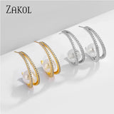 CZ & Pearl Stud Earrings for Women EP2838