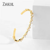 Geometric CZ Bracelet Women Charm Cuff Wedding Jewelry BP5157